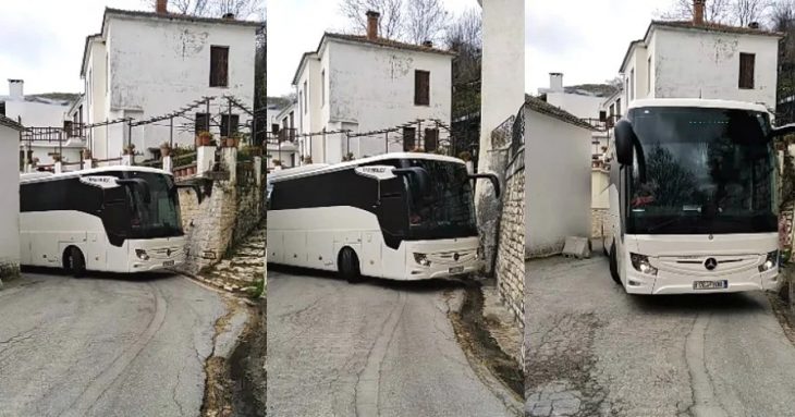 Η μανούβρα ακριβείας του οδηγού των ΚΤΕΛ μέσα από στενό στο Πήλιο, που κάνει τον γύρο του Ελληνικού διαδικτύου