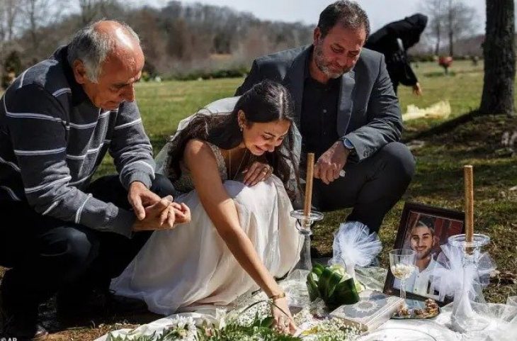 Ασύλληπτος θρήνος: Ντύθηκε νύφη και πήγε στον τάφο του αρραβωνιαστικού της την ημέρα που είχαν κανονίσει να παντρευτούν